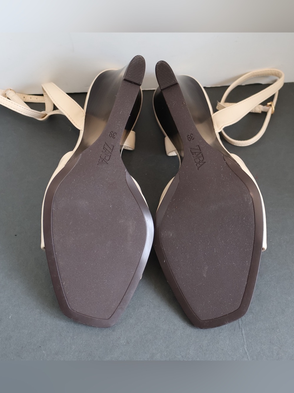 Zara Beige Wedge Sandals with Ankle Strap Size EU 39 - Picture 7 of 8